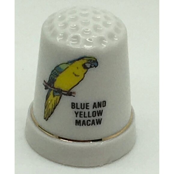 Porcelain Thimble Set Birds Set Of 6 Bird Lover Gift - Picture 2 of 2